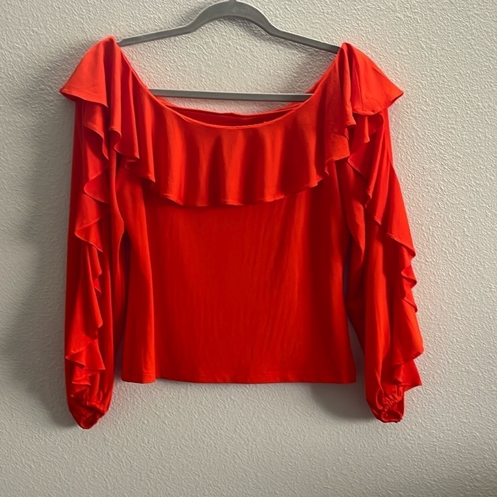 Anthropologie Off-The-Shoulder Ruffle Top - Picture 2 of 9